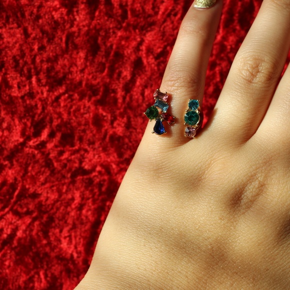 Gemstone Cluster Cuff Ring (I Take Offers!) - Picture 6 of 8